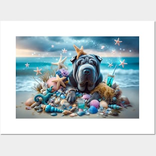 Stitch and the Star Fish on the Beach Posters and Art